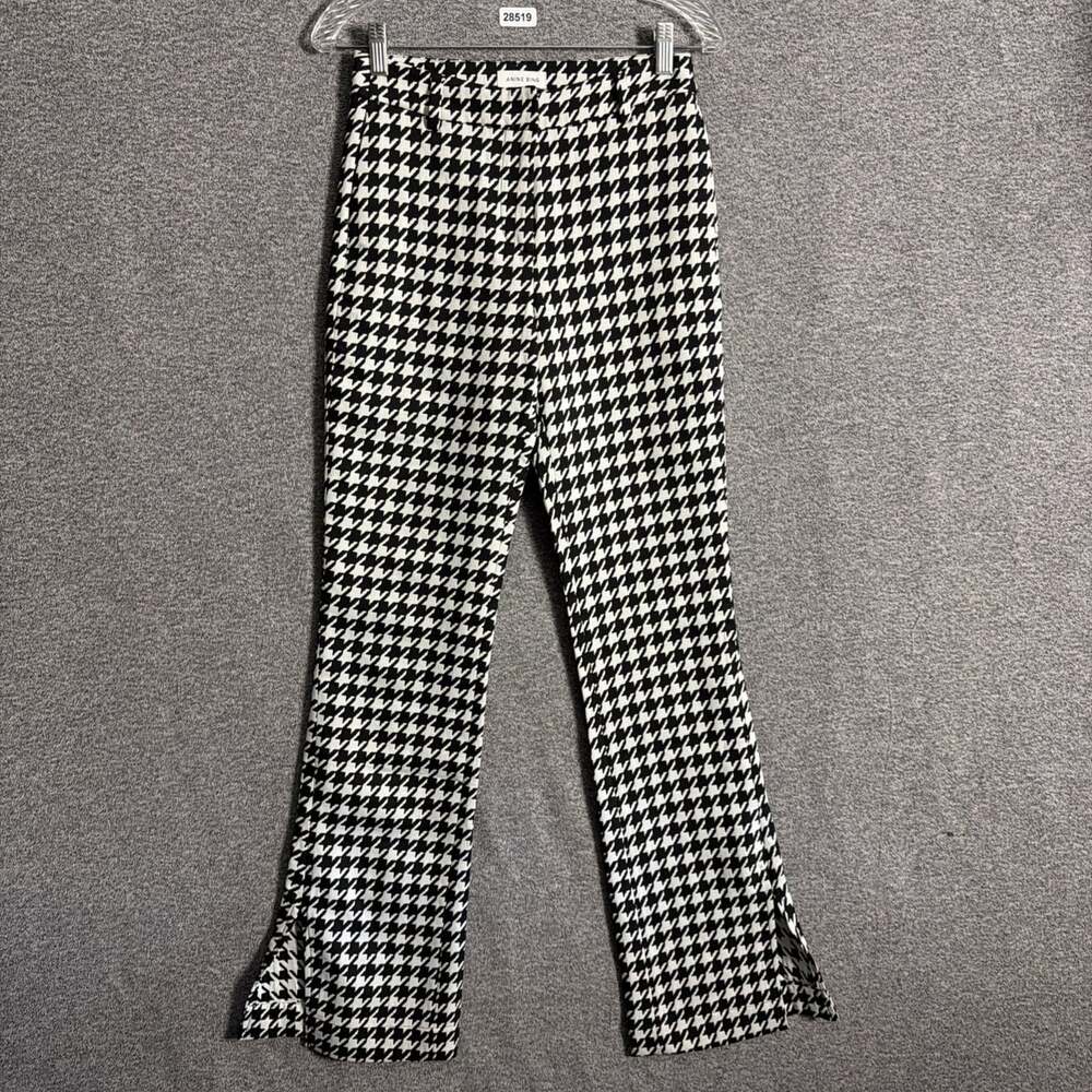 Annie Bing Women's 32 Houndstooth Print Jocelyn Trouser Pants High Rise Flare